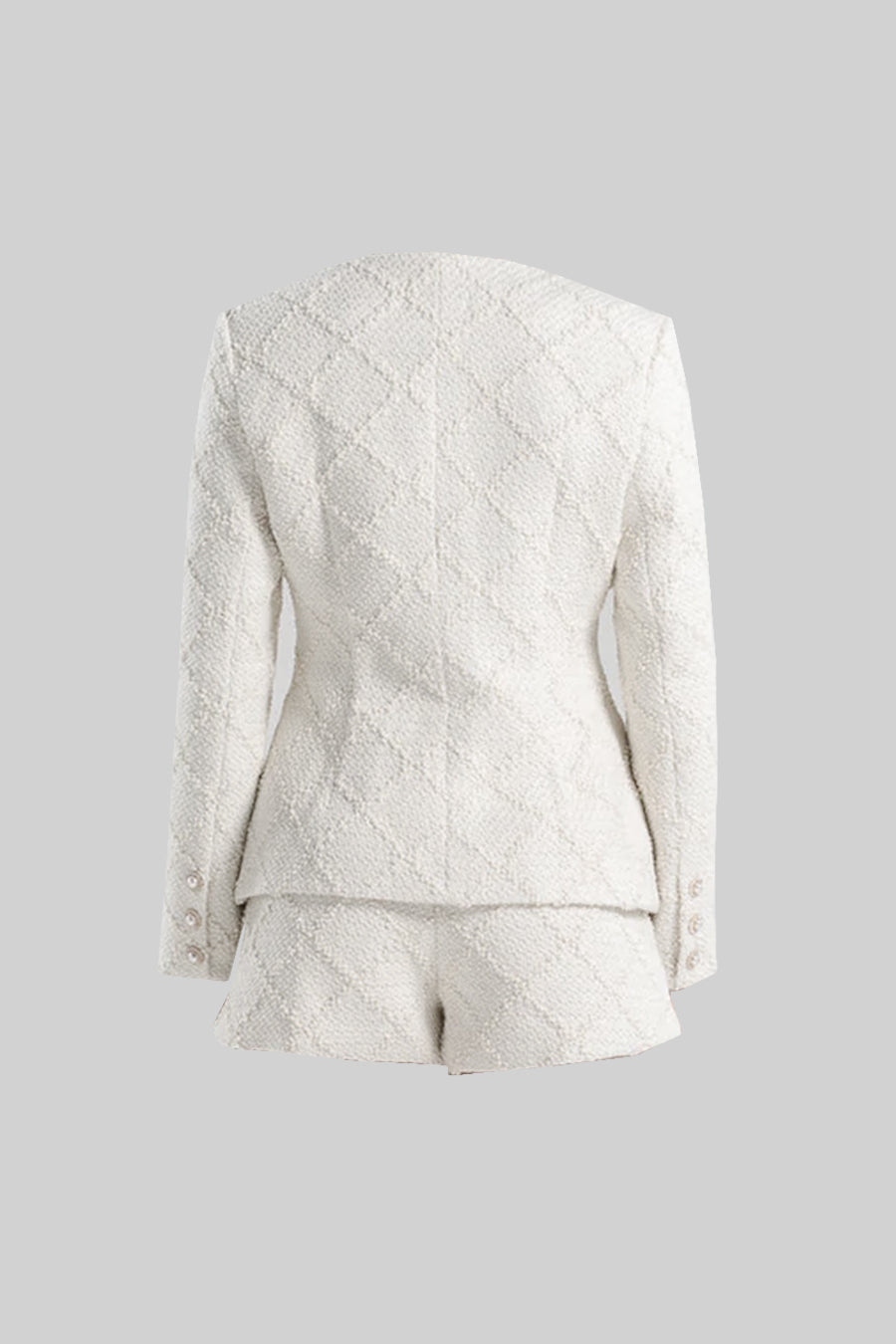 Diamond Patterned Jacket With Matching Shorts - Ivoire