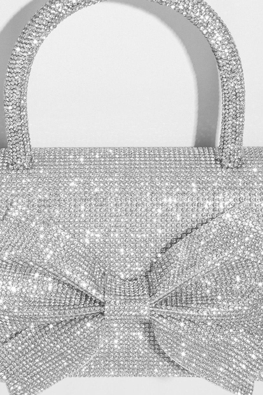Rhinestone Handbag With Glittering Accents - Silver