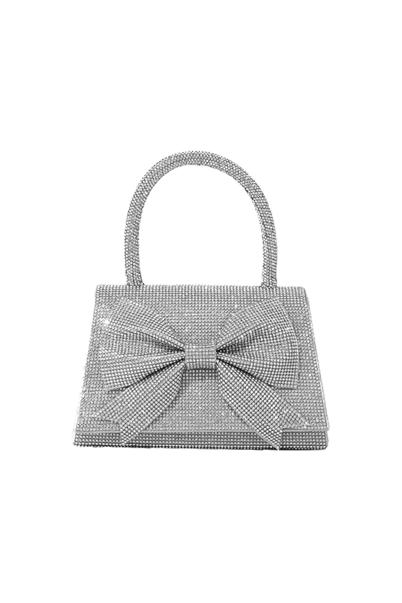 Marceille Rhinestone Handbag With Sparkling Embellishments And Bow - Silver
