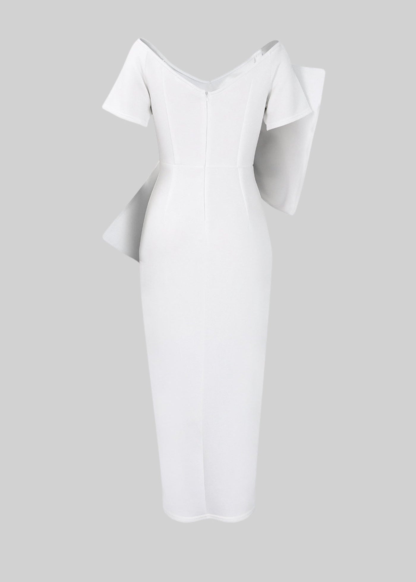 Strapless Midi Dress With Oversized Decorative Bow - White