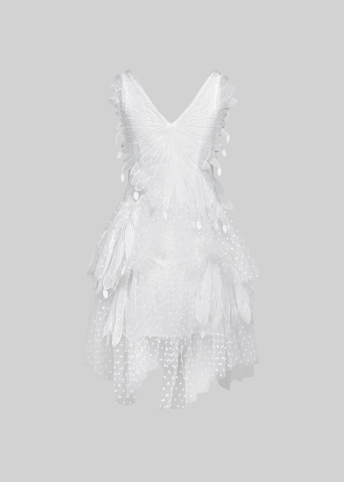 Layered Dress With Mini Tulle Skirt And Polka Dot Pattern - White