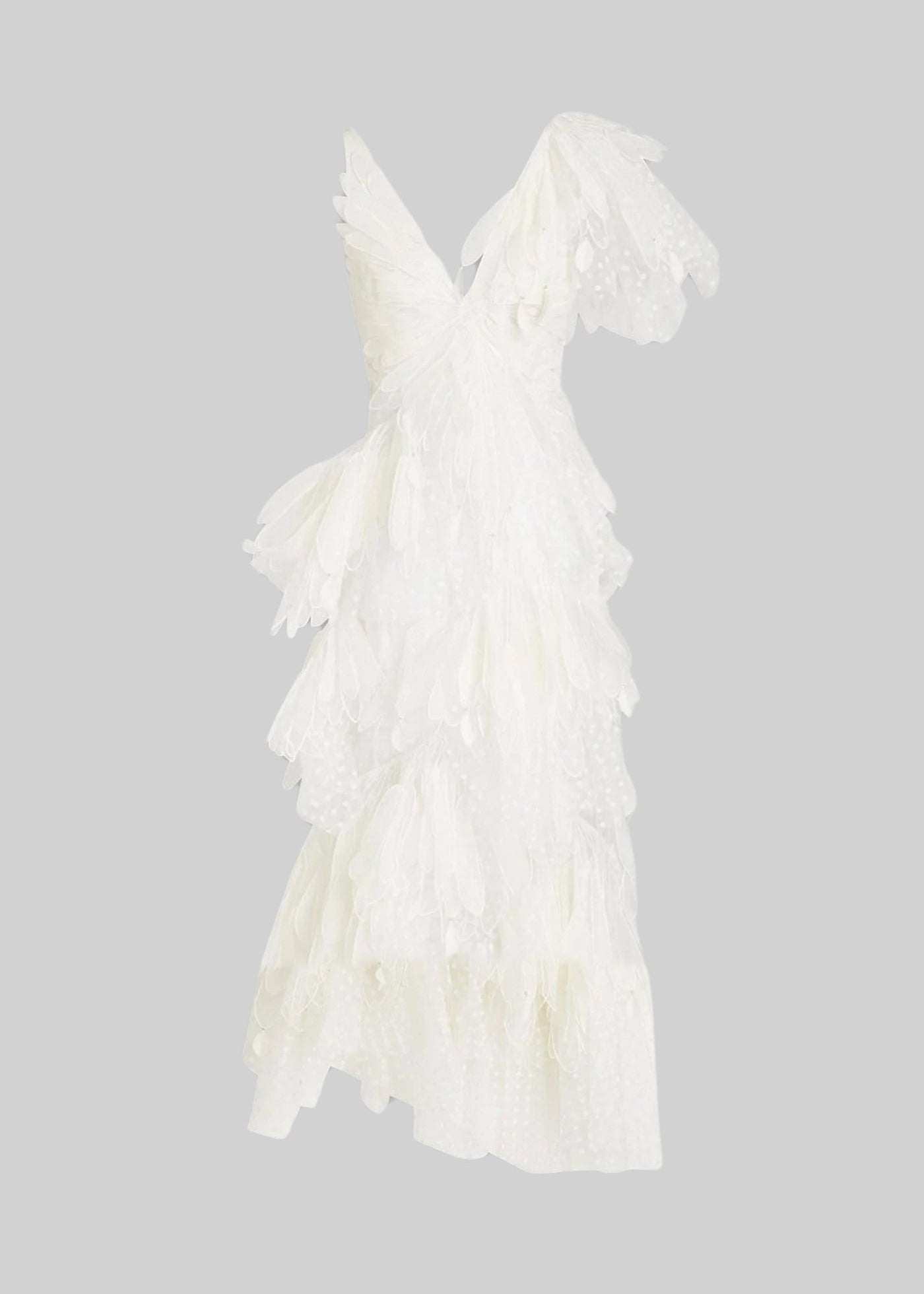 Layered Dress With Midi Tulle Skirt And Polka Dot Pattern - White