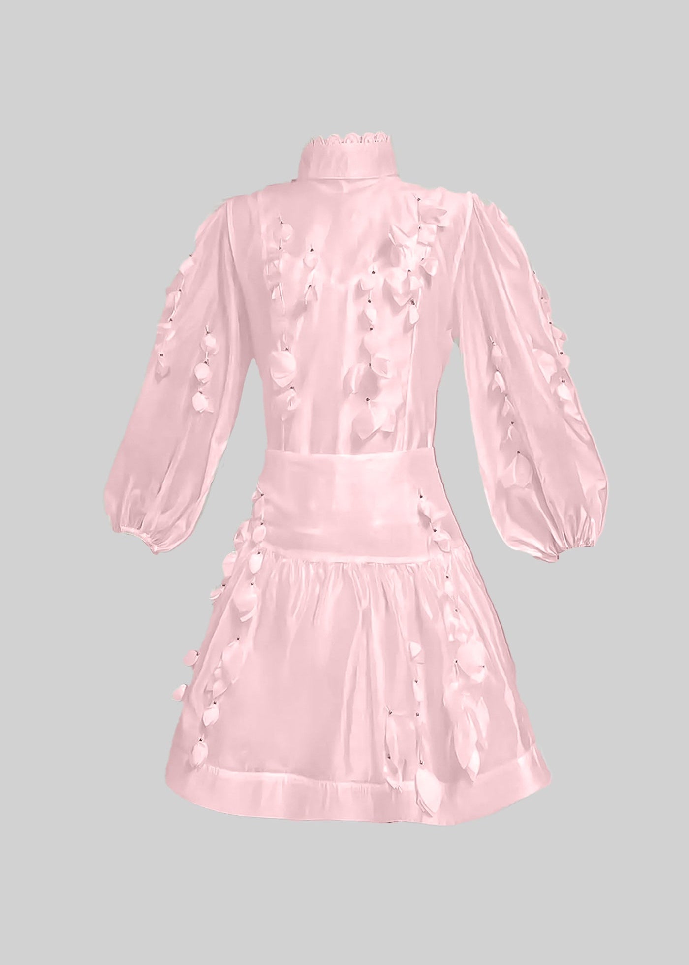 Flower Co-Ord With High Neckline, Lace And Adornments - Pink