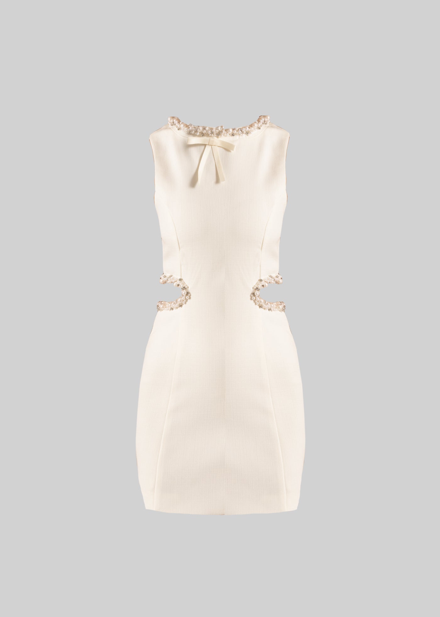 Mini Dress With Side Cutouts And Pearl Detailing - White