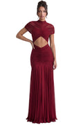 Odette Ruched Twist-Front Maxi Dress With Cutout Waist - Red