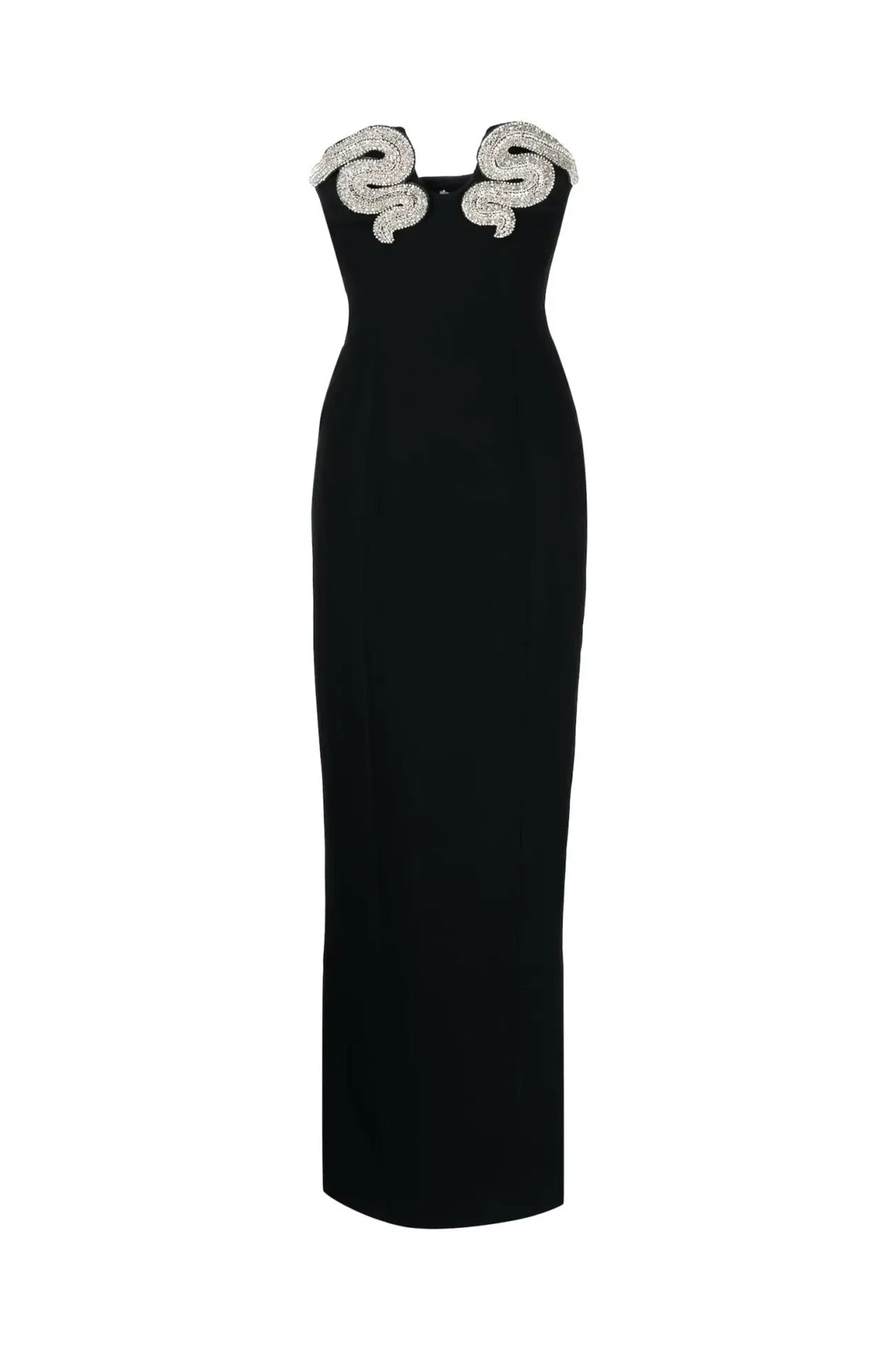Lysiane Strapless Column Gown With 3D Snake Bust Detail - Black