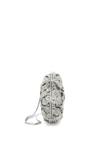 Myrra Crystal embellished rose clutch bag - Silver