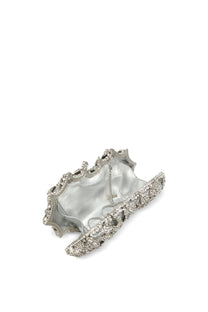 Myrra Crystal embellished rose clutch bag - Silver