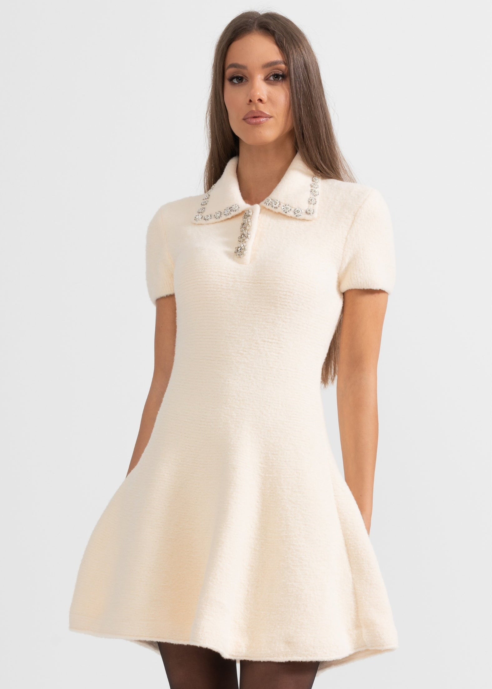 Elegant Soft Short Sleeve Dress - Ivoire