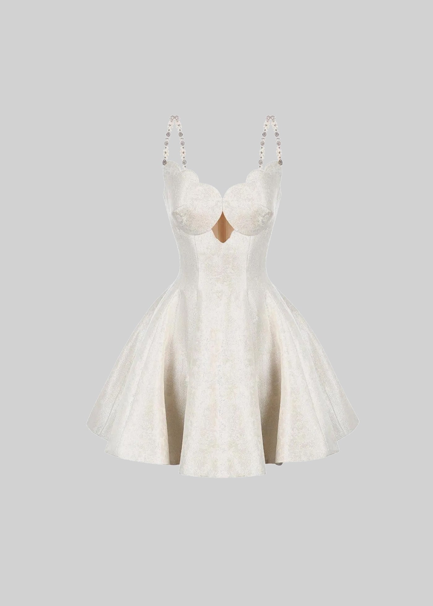 Elegant Mini Dress With Front Keyhole Cutout - White