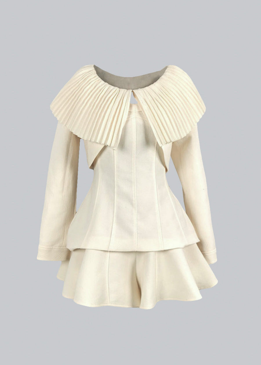 Chic 3-Piece Co-Ord With Blazer, Top and Mini Skort - Ivoire