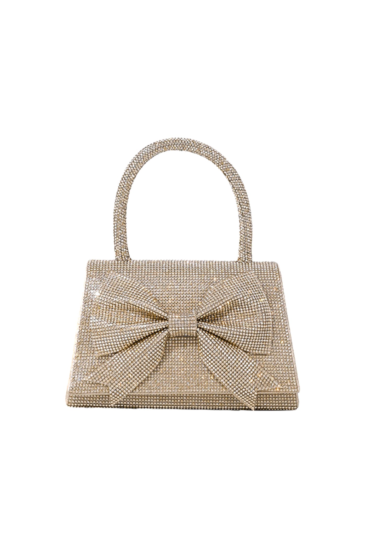 Marceille Rhinestone Handbag With Sparkling Embellishments And Bow - Gold
