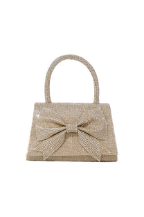 Marceille Rhinestone Handbag With Sparkling Embellishments And Bow - Gold