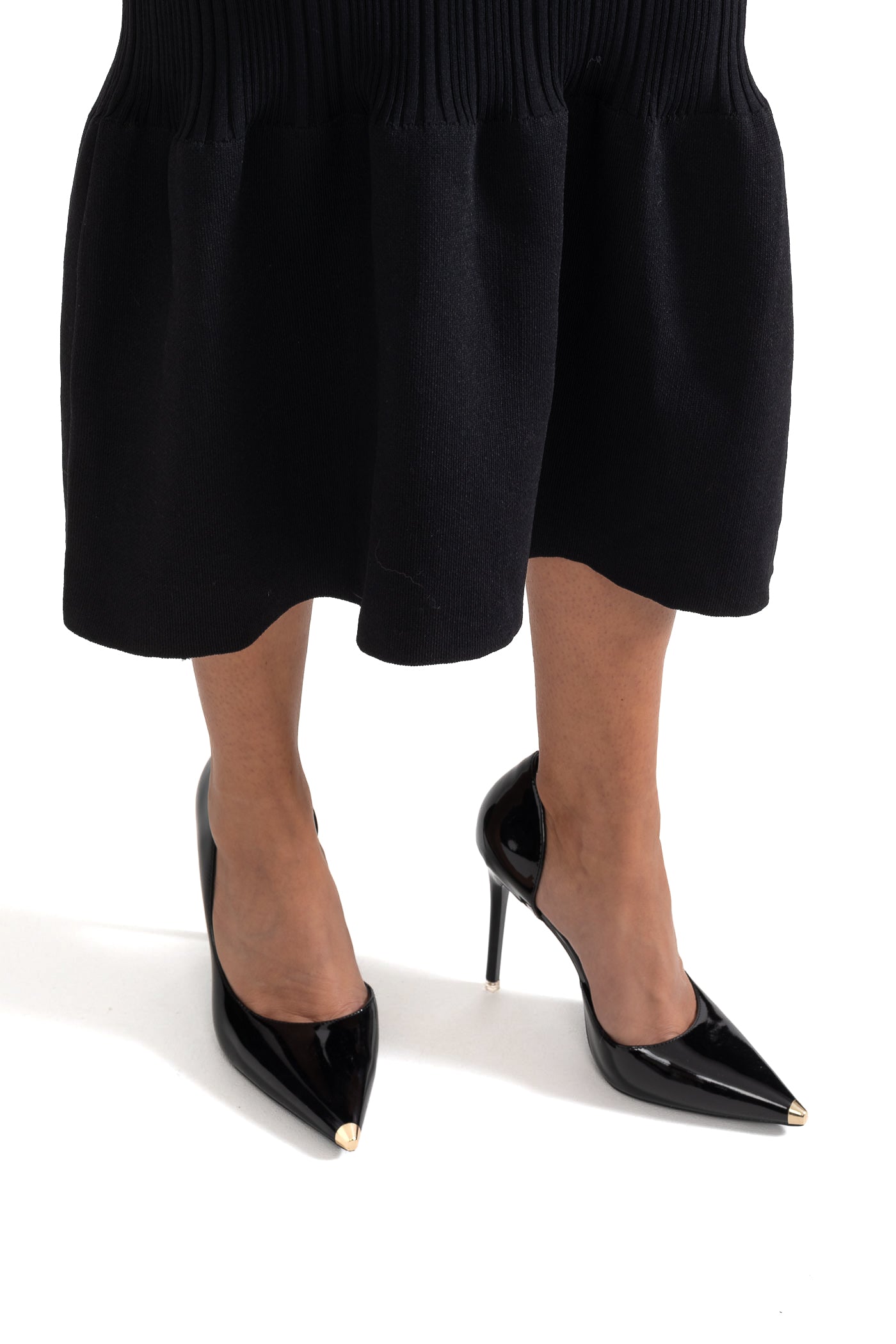 Adelle Stiletto Pumps With Golden Tip - Black