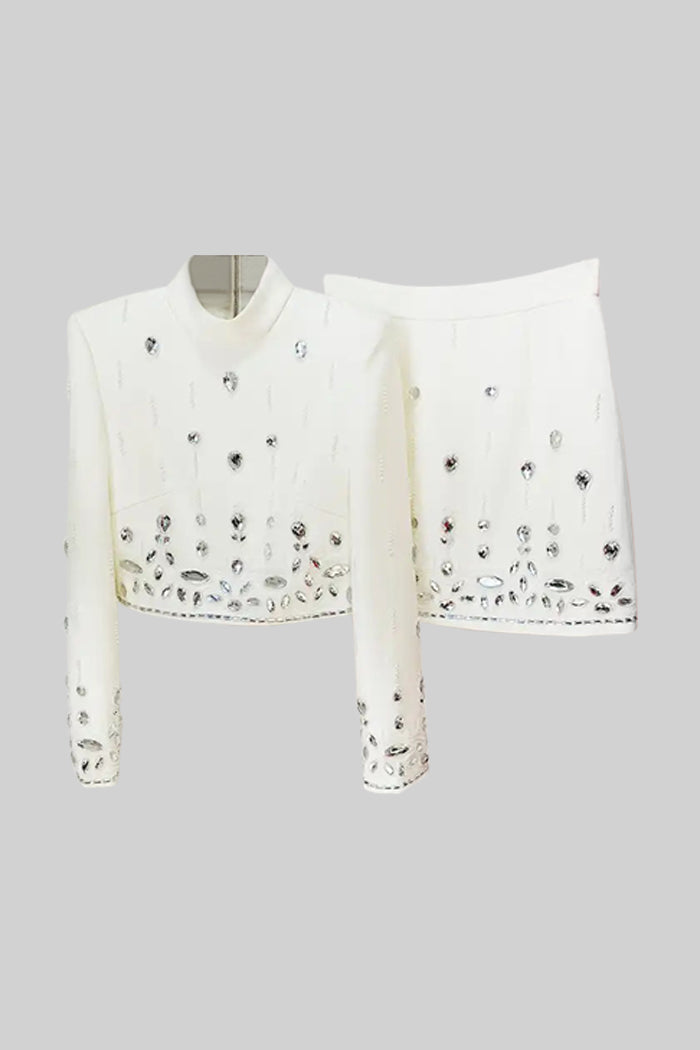 Crystal Adorned Two Piece Co-Ord - White