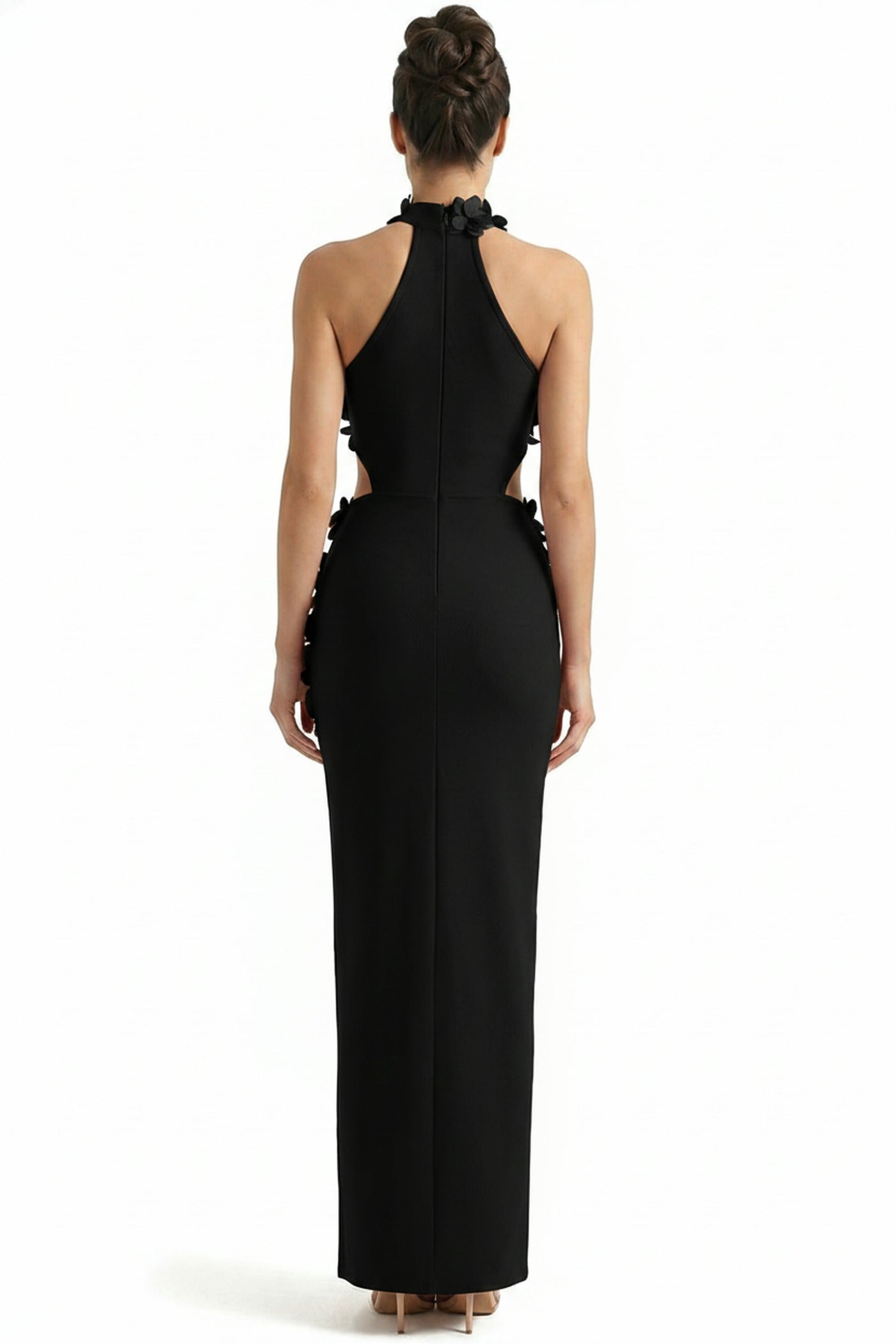 Priscille Halter Maxi Dress With 3D Floral Appliqué - Black