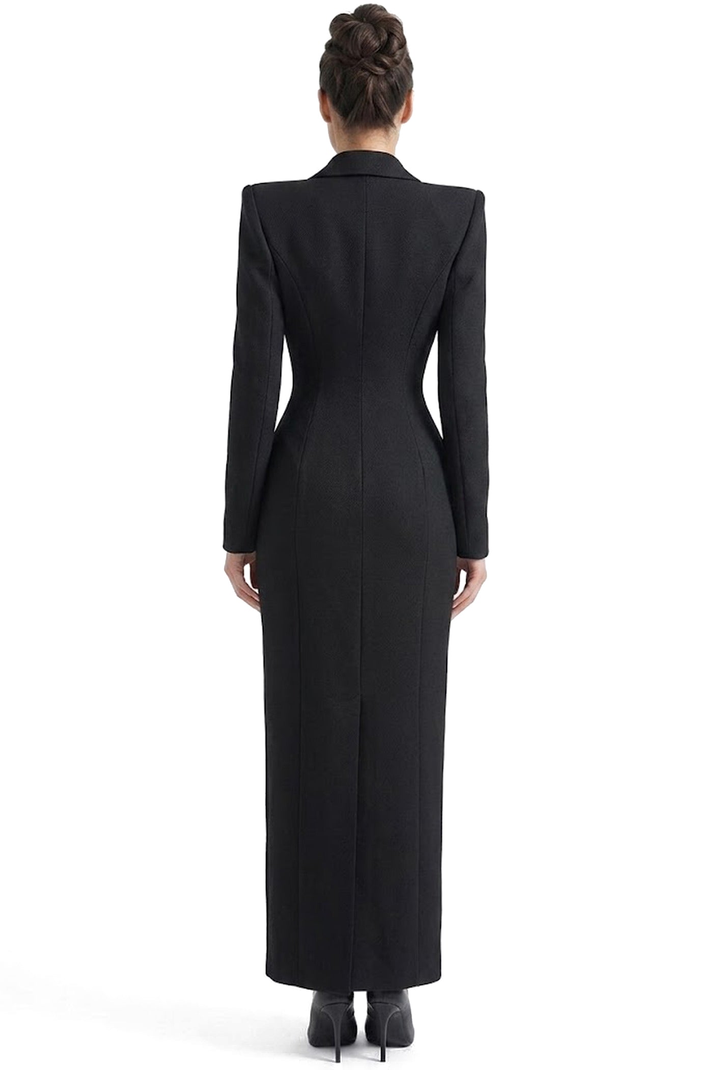 Constance Double-Breasted Long Tailored Coat - Black
