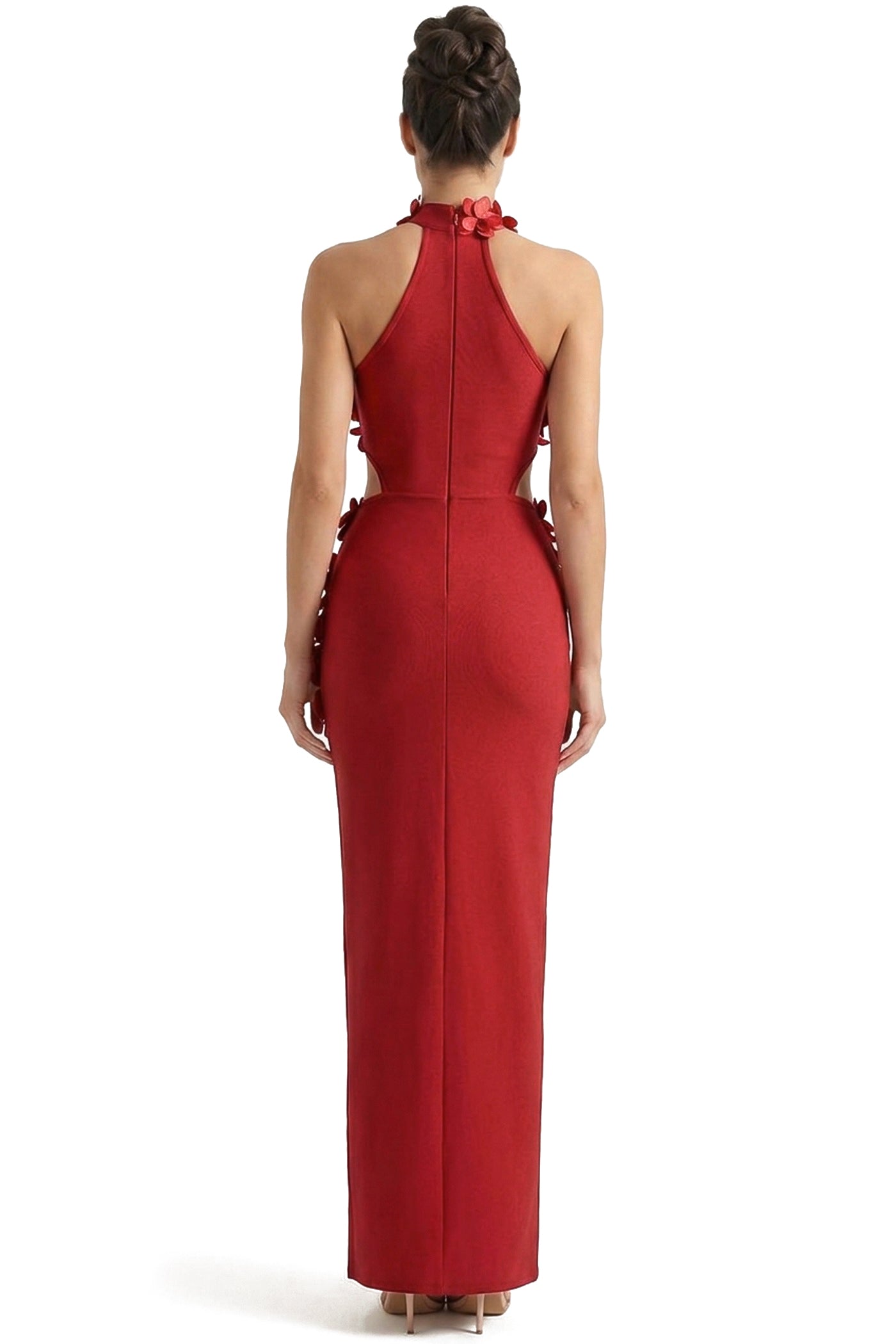 Priscille Halter Maxi Dress With 3D Floral Appliqué - Red