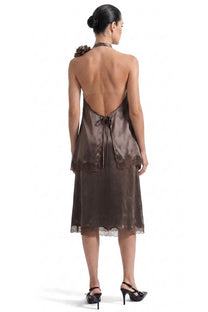 Héloïse Co-Ord Set With Lace Trim And Flower Embellishment - Brown