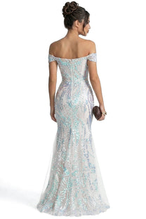 Auréliane Off-Shoulder Beaded Mermaid Gown With Scrollwork Embroidery - White