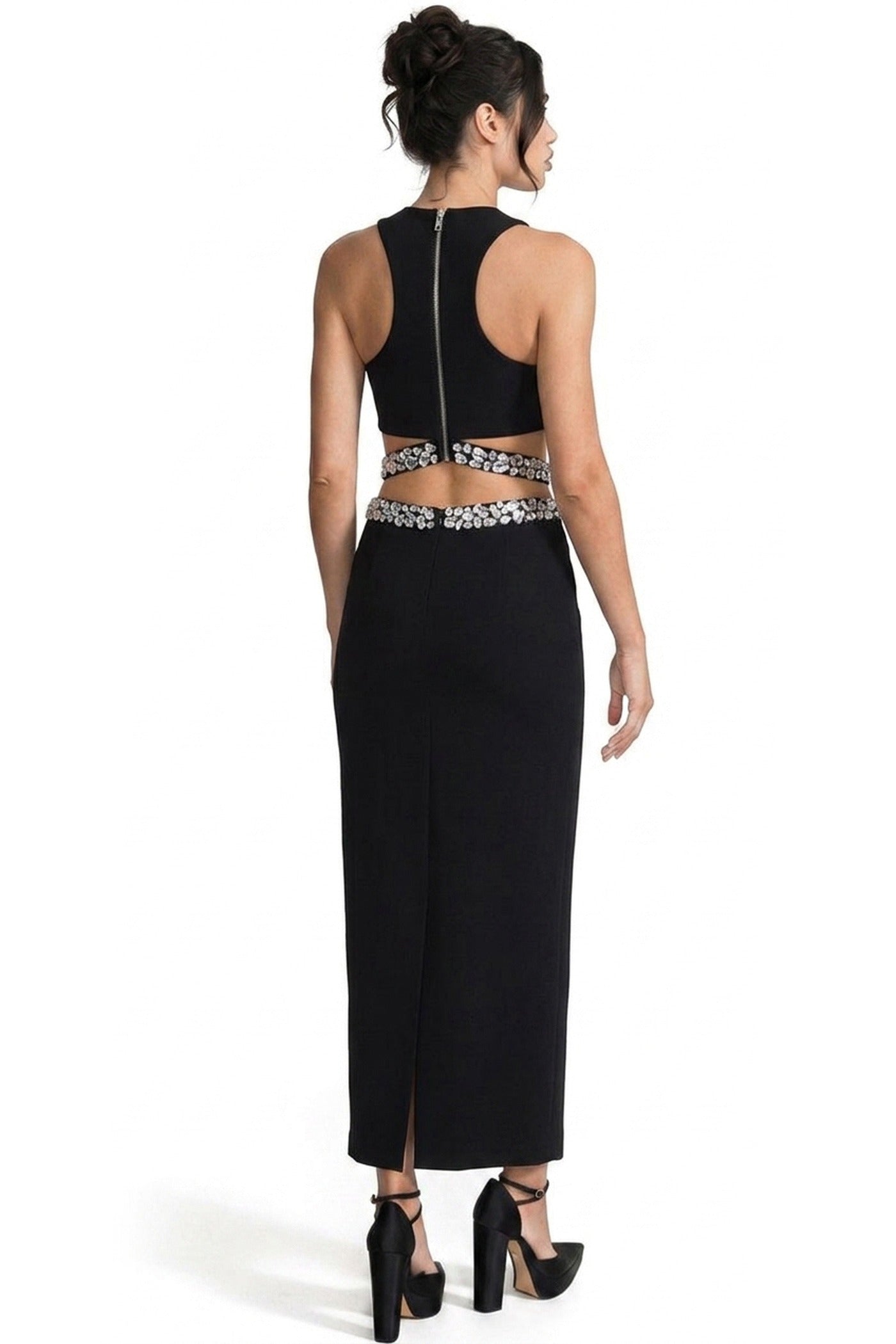 Cassandre Crystal-Embellished Co-Ord Set With Maxi Skirt - Black