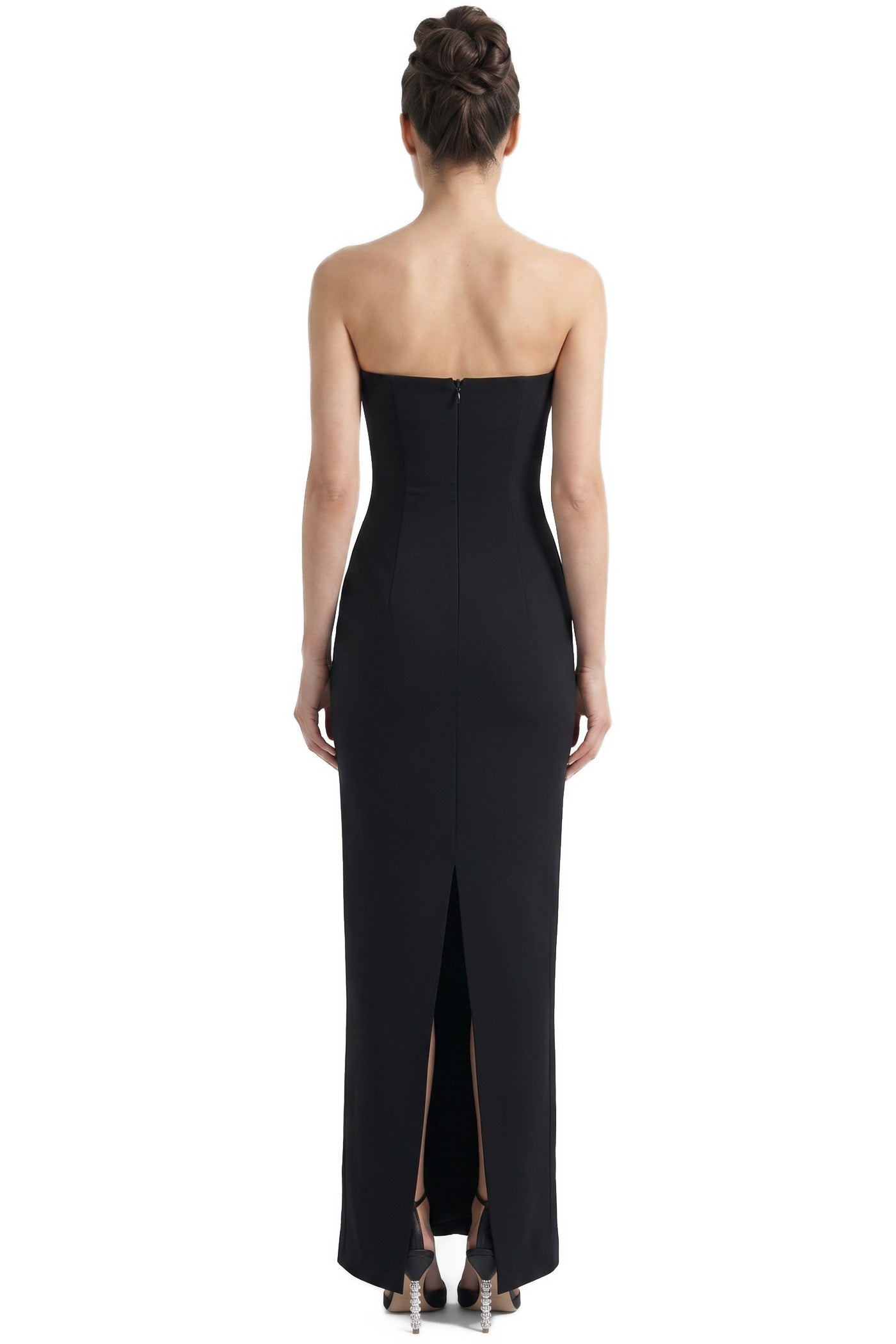 Lysiane Strapless Column Gown With 3D Snake Bust Detail - Black