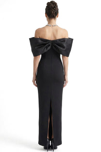 Viviane Off-Shoulder Draped Maxi Dress With Crystal Straps - Black