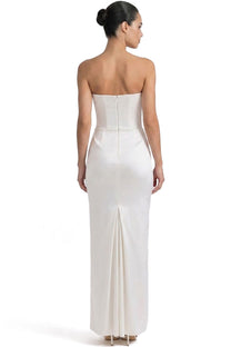 Isadora Strapless Corset Maxi Dress With Ruched Waist - White