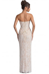 Célindre Strapless Lace Maxi Dress With Sweetheart Corset - Ivoire