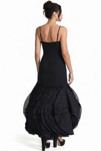 Gisèle Spaghetti-Strap Velvet Ballgown With Voluminous Tulle Skirt - Black
