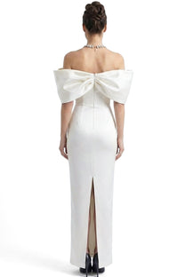 Viviane Off-Shoulder Draped Maxi Dress With Crystal Straps - White
