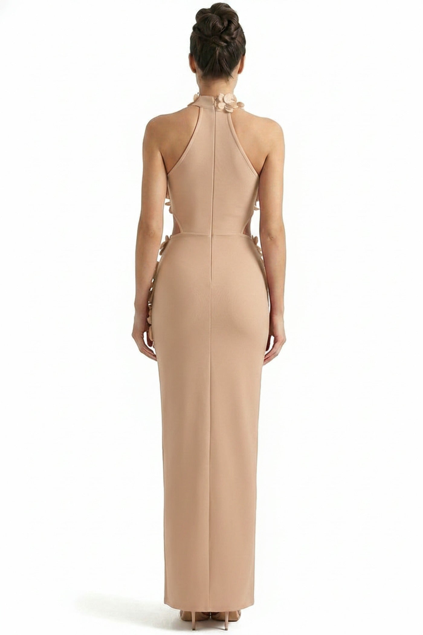 Priscille Halter Maxi Dress With 3D Floral Appliqué - Beige