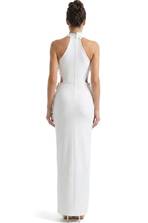 Priscille Halter Maxi Dress With 3D Floral Appliqué - White