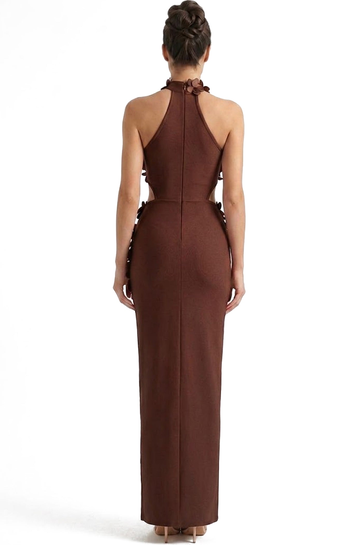 Priscille Halter Maxi Dress With 3D Floral Appliqué - Brown