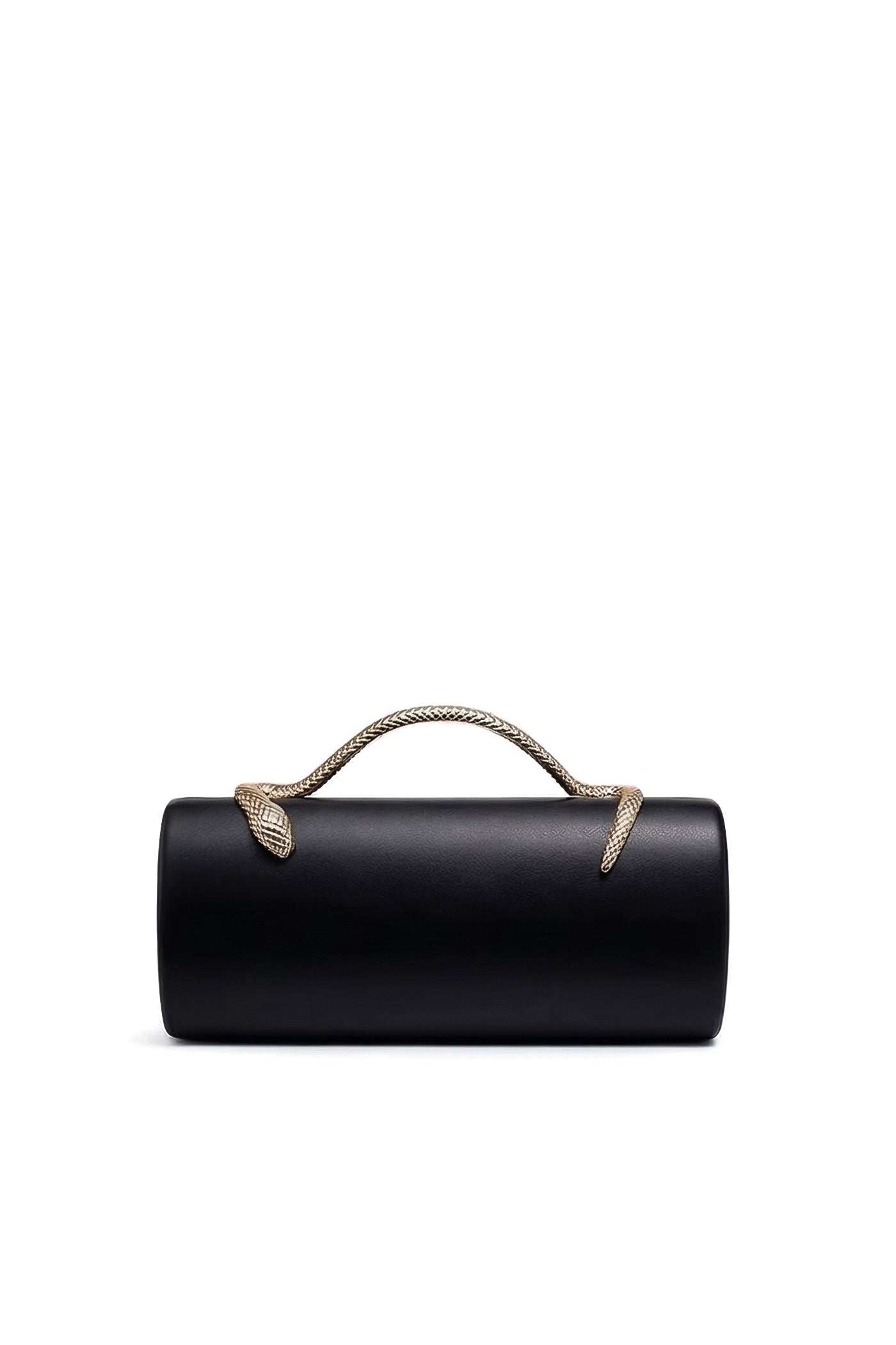 Maleïne Clutch Bag with Gold Chain and Snake Handle – Black