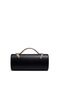 Maleïne Clutch Bag with Gold Chain and Snake Handle – Black