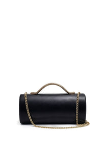 Maleïne Clutch Bag with Gold Chain and Snake Handle – Black