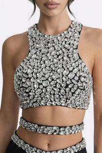 Cassandre Crystal-Embellished Co-Ord Set With Maxi Skirt - Black
