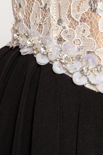Sidonie Strapless Gown With Crystal Lace Corset And Pleated Draped Skirt - White