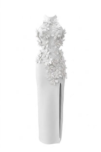 Priscille Halter Maxi Dress With 3D Floral Appliqué - White