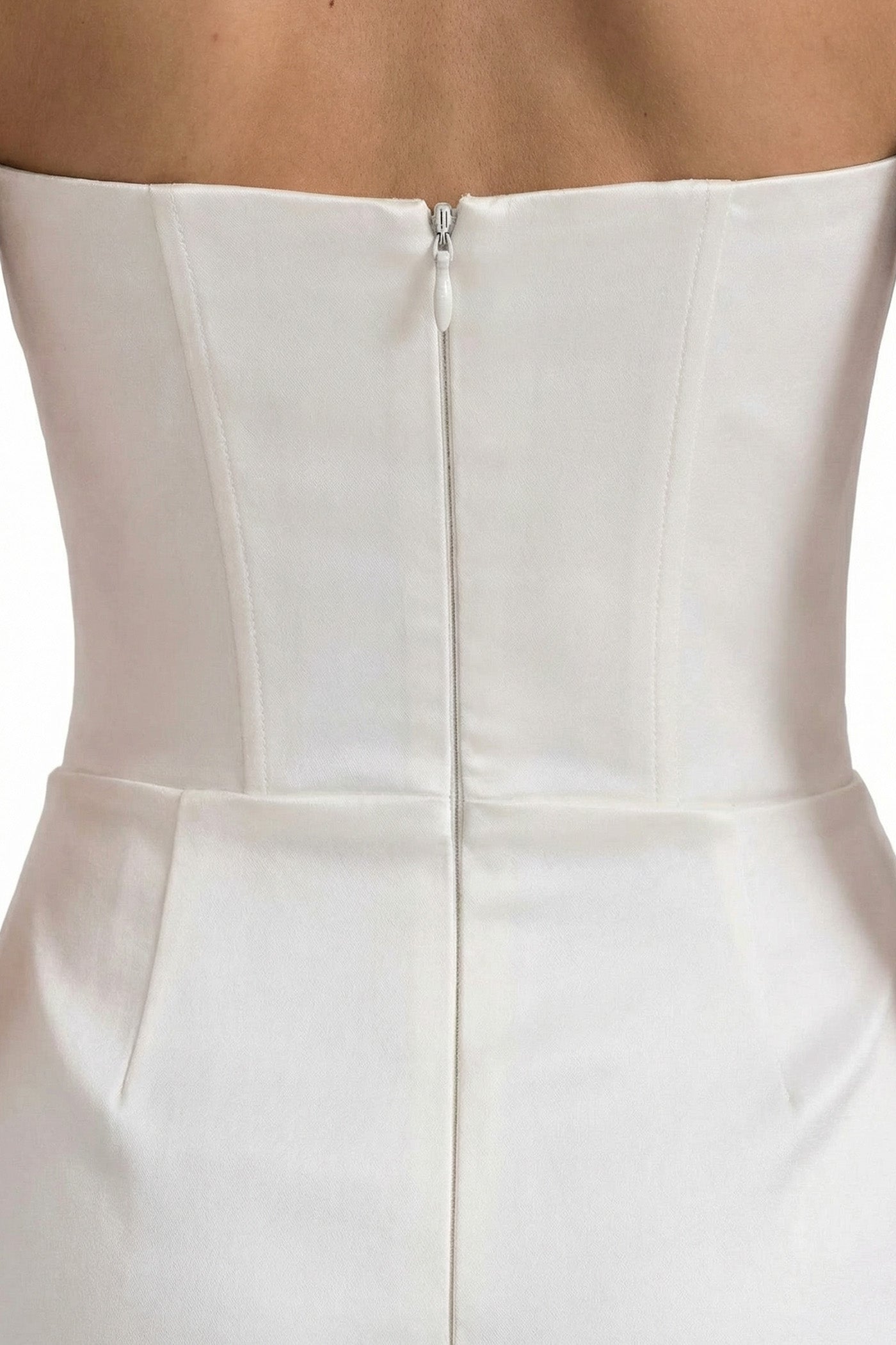 Isadora Strapless Corset Maxi Dress With Ruched Waist - White