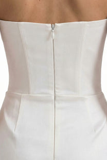 Isadora Strapless Corset Maxi Dress With Ruched Waist - White