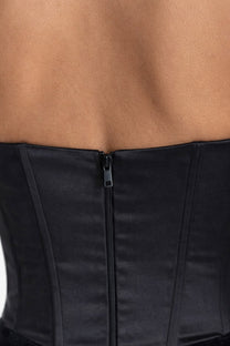Isadora Strapless Corset Maxi Dress With Ruched Waist - Black