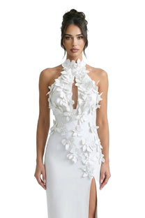 Priscille Halter Maxi Dress With 3D Floral Appliqué - White
