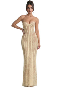Célindre Strapless Lace Maxi Dress With Sweetheart Corset - Yellow
