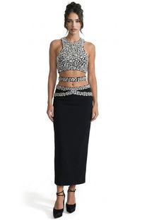 Cassandre Crystal-Embellished Co-Ord Set With Maxi Skirt - Black