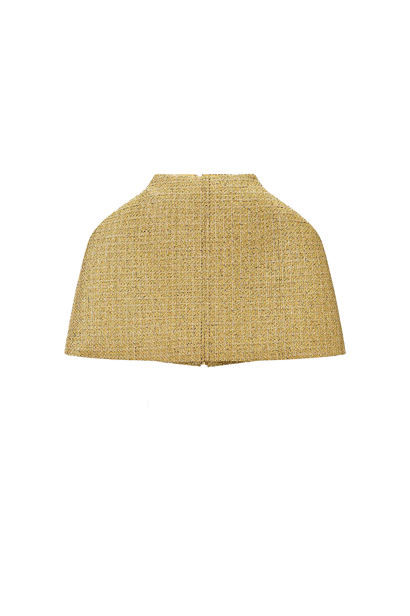 Capucine Tweed Capelet With Rounded Hem - Gold