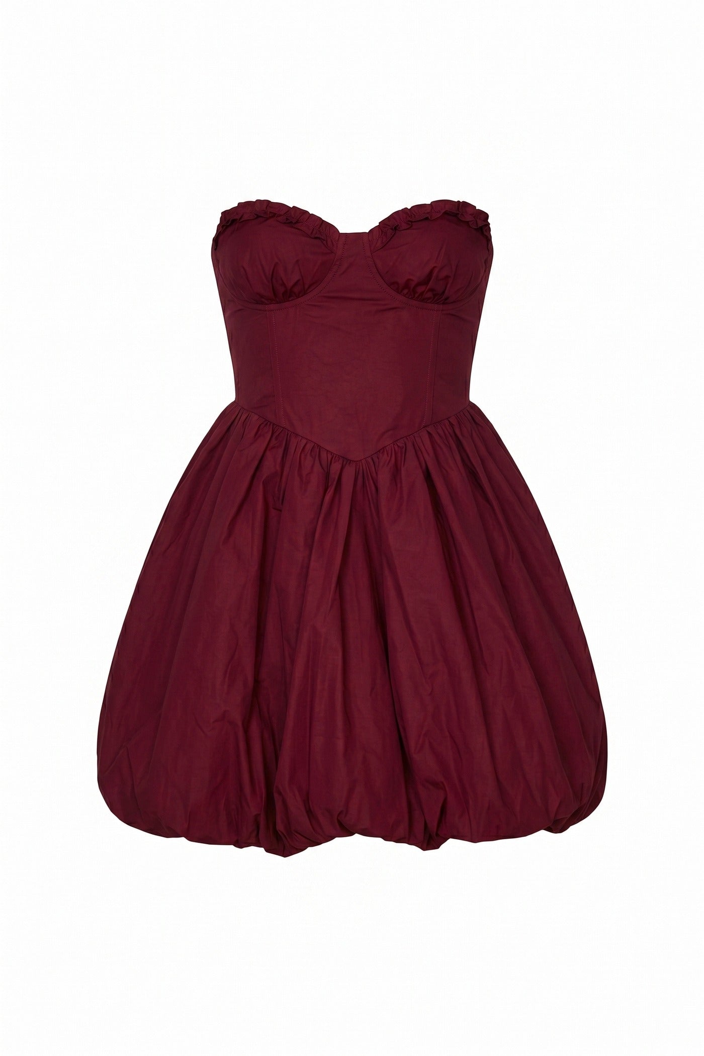 Geneviève Strapless Bubble Mini Dress With Sweetheart Neckline - Wine