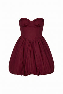 Geneviève Strapless Bubble Mini Dress With Sweetheart Neckline - Wine