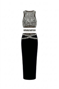 Cassandre Crystal-Embellished Co-Ord Set With Maxi Skirt - Black